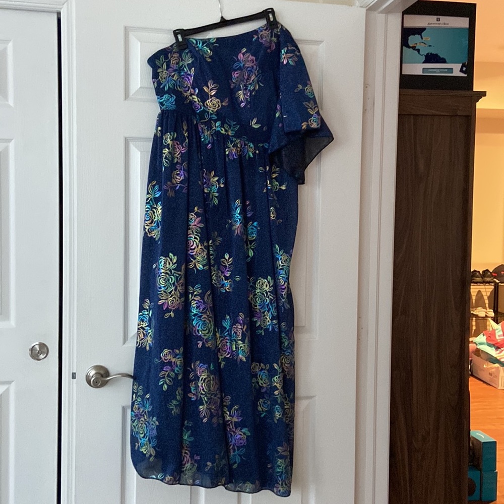 Shein Navy Blue Off The Shoulder Dress 1XL